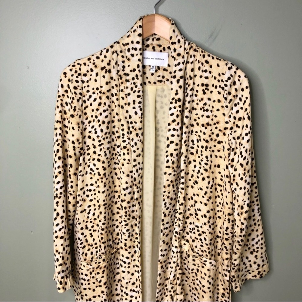 Cupcakes & Cashmere Arianne Leo Dot Duster Coat Kimono Latte Size XS Leopard - Picture 5 of 11